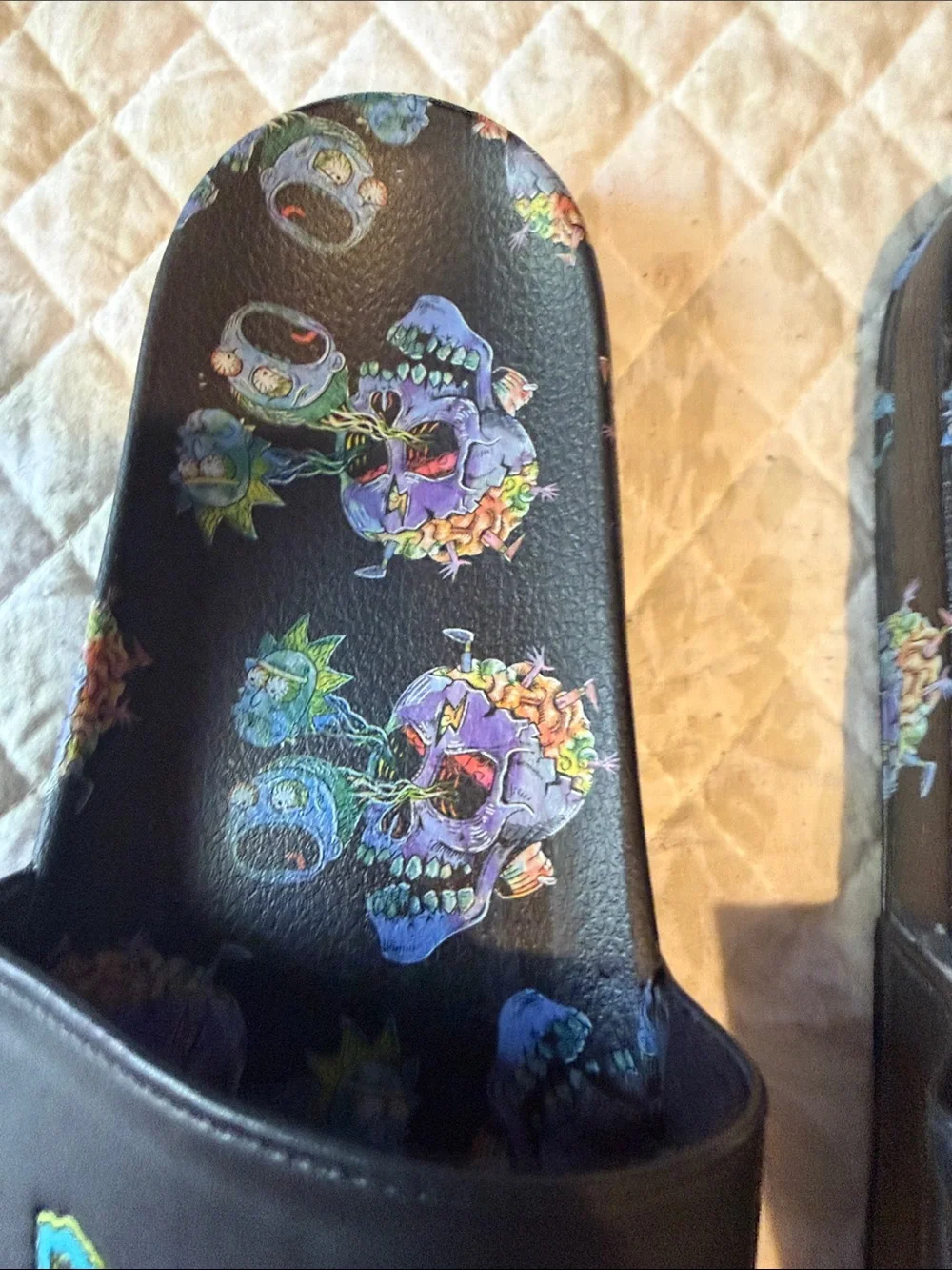 Rick and Morty Black Graphic Slide Sandals